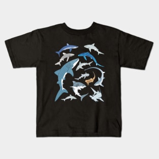 Whale Shark Blue Shark Mako Shark Species Kids T-Shirt